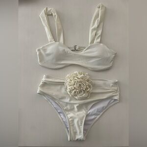 Bikinx Women's 3d Flower High Waisted Two Piece Swimsuit size Large